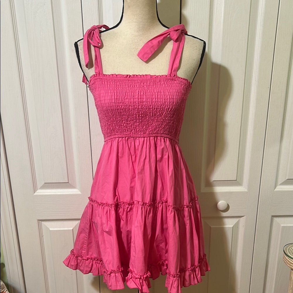 Altar'd State Pink Smocked Ruffled Sundress